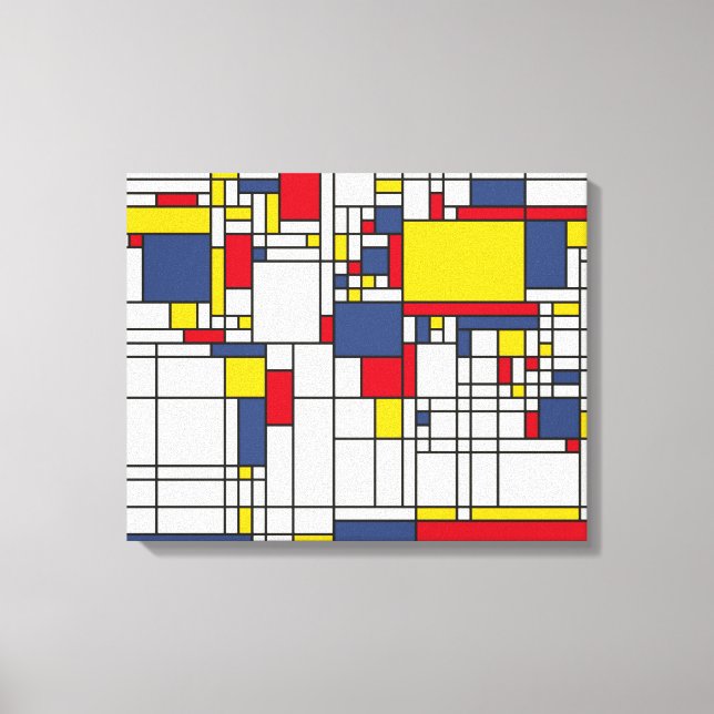 Impressão Em Tela Estilo Mondrian do Abstrato do Mapa Mundial (Frente)