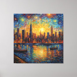 Impressão Em Tela estilo Nova Iorque Skyline van Gogh