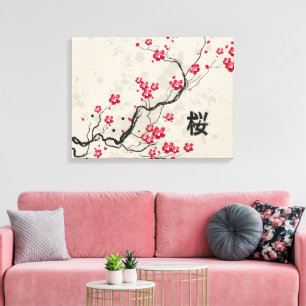 Impressão Em Tela Estilo Oriental Sakura Cherry Blossom Art