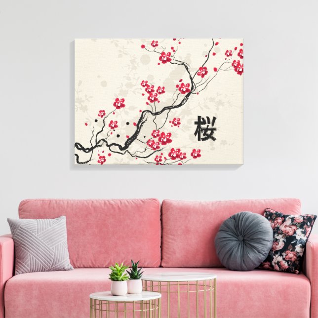 Impressão Em Tela Estilo Oriental Sakura Cherry Blossom Art (Insitu(Sala de estar))