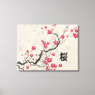 Impressão Em Tela Estilo Oriental Sakura Cherry Blossom Art