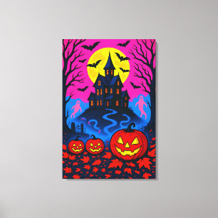 Impressão Em Tela Estilo Retro dos Anos 80 de Halloween em Pop Art
