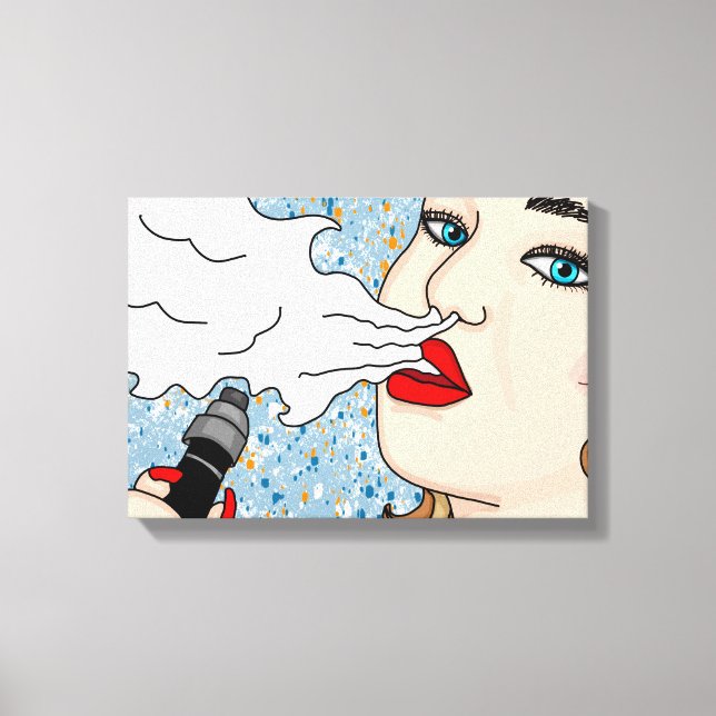 Impressão Em Tela Estilo Retro Estilo Vaping Lady (Frente)