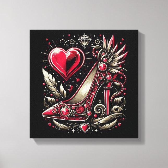 Impressão Em Tela Estilo Steampunk Estilo Vermelho Estiletto Alto (Frente)