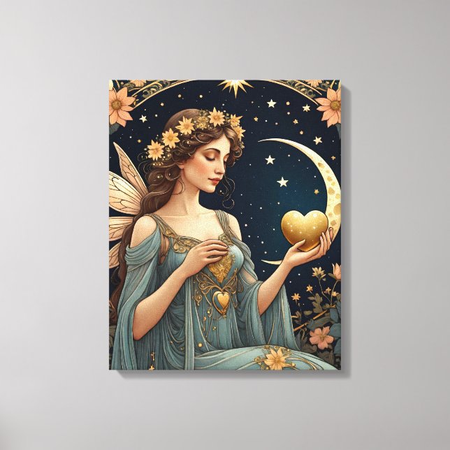 Impressão Em Tela estilo tarot de mulher da fantasia (Frente)