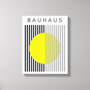 Impressão Em Tela Estirpes em Círculo Amarelo de Arte Moderna Bauhau