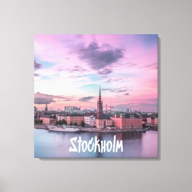 Impressão Em Tela Estocolmo Capital da Noite da Suecia Skyline (Frente)