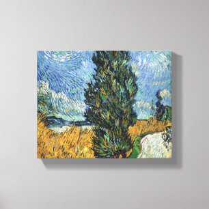 Impressão Em Tela Estrada com Ciprestes Impressionismo de Van Gogh