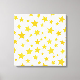 Impressão Em Tela estrelas amarelas em fundo branco