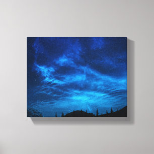 IMPRESSÃO EM TELA ESTRELAS BRILHANTES NUM CÉU ESCURO E AZUL