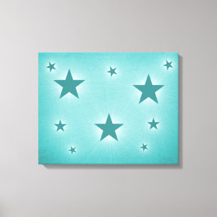 Impressão Em Tela Estrelas de Teal na Tela de Céu Noturno