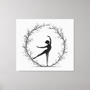 Impressão Em Tela Ethereal Ballerina Silhouette in Floral Stipple Ar