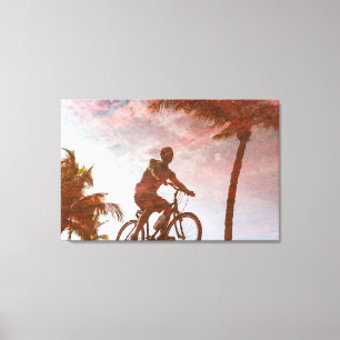 Impressão Em Tela Ethereal Motion: Sunset Puddle Reflection of a Coa