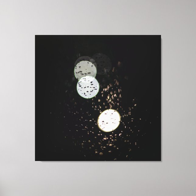 Impressão Em Tela Ethereal Raindrops: Abstract Midnight Bokeh Reflec (Frente)