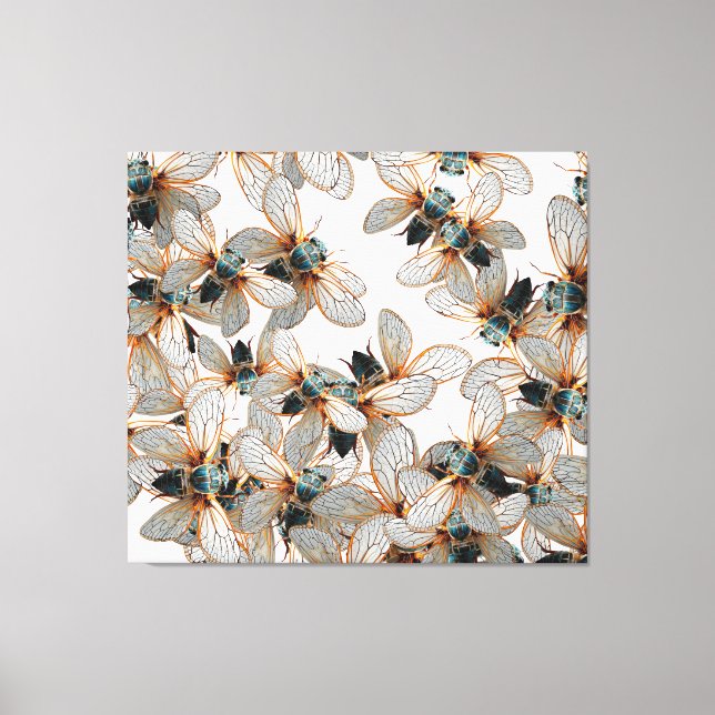 Impressão Em Tela Ethereal Swarm: Ornate Cicada Wing Pattern (Frente)