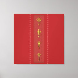 Impressão Em Tela Ethiopian Orthodox Crosses – Gold on Red