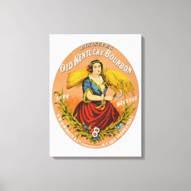 Impressão Em Tela Etiqueta de anúncio uísque, cerca de 1860. (Frente)