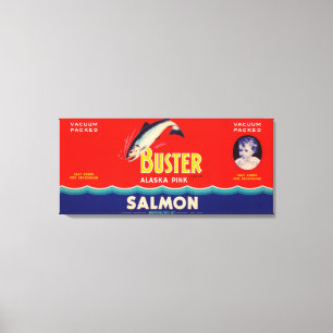 Impressão Em Tela Etiqueta de Salmão de Marca de Buster- Seattle, WA