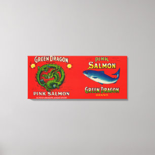 Impressão Em Tela Etiqueta dos salmões da marca do dragão verde