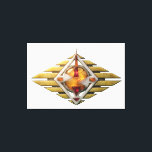 Impressão Em Tela Etude12. Gateway 3d.<br><div class="desc">A unique artistic duo titled "Etude12. Gateway, " showcasing the evolution from a minimalist 2D vector symbol to a high-fidelity 3D conceptual masterpiece. The original graphic features bold geometric lines in yellow and red, while the 3D improvisation breathes life into the design, reimagining it as an ancient artifact crafted from...</div>