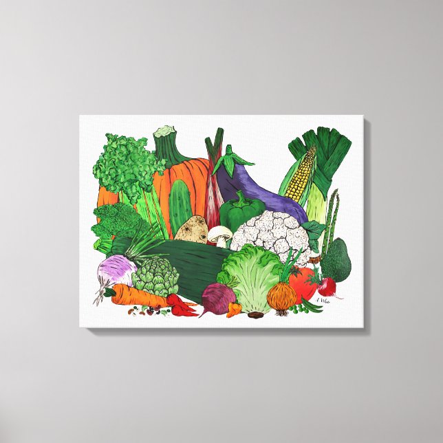 Impressão Em Tela Eu adoro vegetais (Frente)