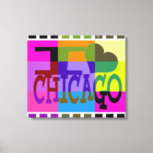 Impressão Em Tela Eu amo Chicago - Pop art