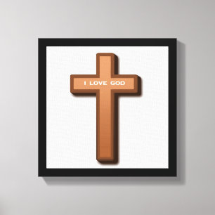 IMPRESSÃO EM TELA "EU AMO DEUS" CRUZADO