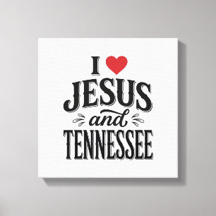 Impressão Em Tela Eu Amo Jesus e Tennessee Desenho Cristão Vintage