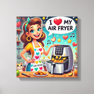 Impressão Em Tela Eu Amo Meu Ar Fryer - Design Cozinhar
