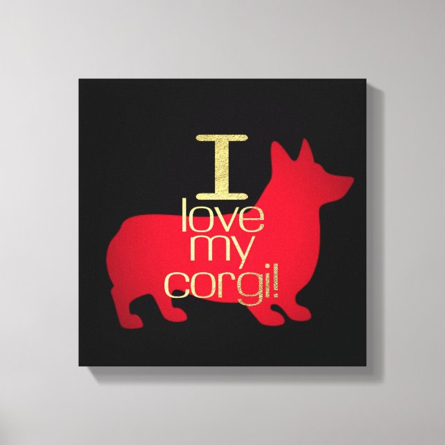 IMPRESSÃO EM TELA EU AMO MEU CORGI (Frente)