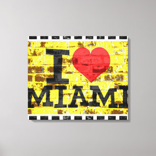 Impressão Em Tela Eu amo Miami - Vintage Miami Florida