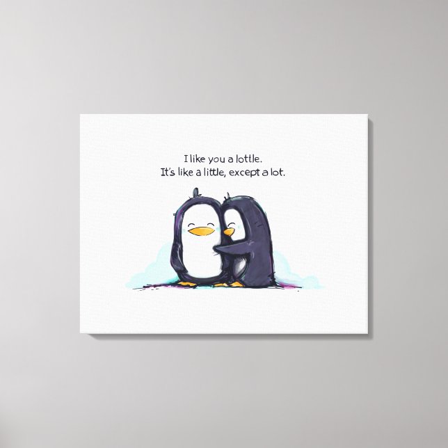 Impressão Em Tela Eu gosto de você, pinguins-Canvas (Frente)