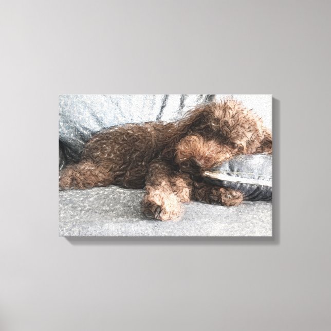 Impressão Em Tela Eu ❤️ Naps Poodle (Frente)