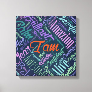 Impressão Em Tela Eu sou arte da nuvem da palavra das afirmações