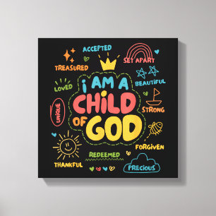 Impressão Em Tela Eu sou uma Criança de Deus Fé Cristã Retro Jesus D
