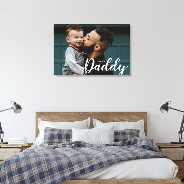 Impressão Em Tela Eu Te Amo Foto Personalizada De Pai (Insitu(Quarto))