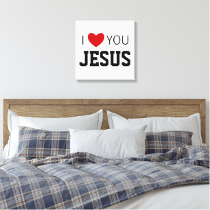 Impressão Em Tela Eu te amo Jesus   Moderno Christian Faith Heart