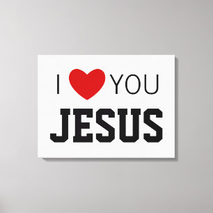 Impressão Em Tela Eu te amo Jesus   Moderno Christian Faith Heart