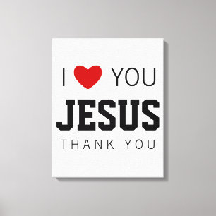 Impressão Em Tela Eu te amo Jesus Moderno Christian Faith Heart