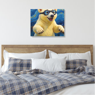 Impressão Em Tela Eu Tenho Bolhas - Filhote de Urso Polar na Água