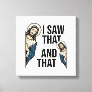Impressão Em Tela Eu Vi Aquele Jesus Engraçado Espiando Design de Ca