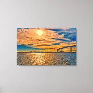 Impressão Em Tela EUA, CA, Ponte da Baía de San Diego-Coronado