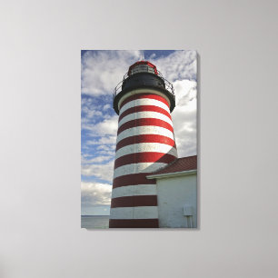 Impressão Em Tela EUA, Maine, Lubec. Farol West Quoddy Head
