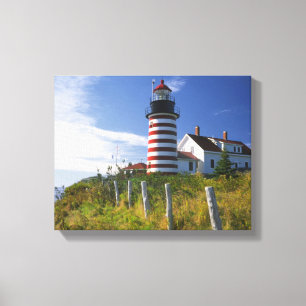 Impressão Em Tela EUA, Maine, Lubec. Farol West Quoddy Head