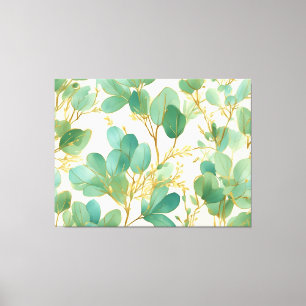 Impressão Em Tela Eucalyptus deixa Design verde e Dourado