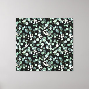 Impressão Em Tela Eucalyptus deixa: padrão de flores brancas