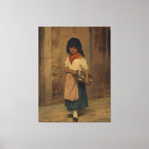 Impressão Em Tela Eugene de Blaas 1871 Vendedora de Peixes Veneziana