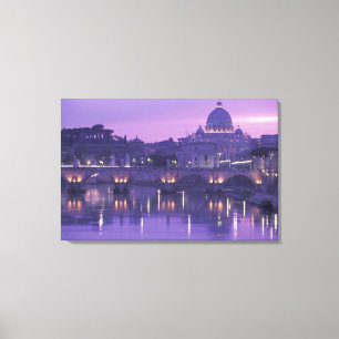 Impressão Em Tela Europa, Itália, Roma. São Pedro e Ponte Sant