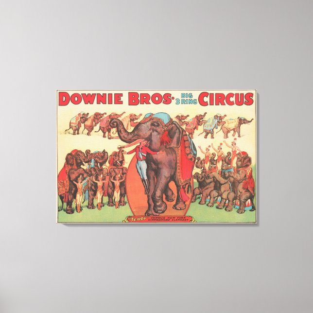 Impressão Em Tela Executando Elefantes Com Mulheres E Formadores. (Frente)