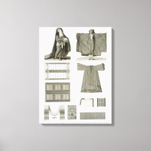 Impressão Em Tela Exemplos de Seda e Figurinos Egípcios, de 'Desc